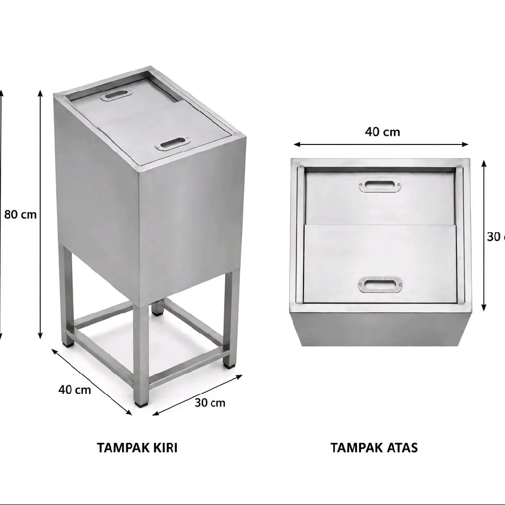 Ice Bin Tempat Ice Box Ice Stainless Steel Tebal 1mm Ukuran 40x30x80 cm
