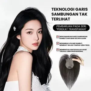 J2 - Cenlana Wig Hair Top Rambut Palsu Wanita Di Bagian Atas Kepala, Dilengkapi Desain Poni Alami Tanpa Garis Batas Di Bagian Depan