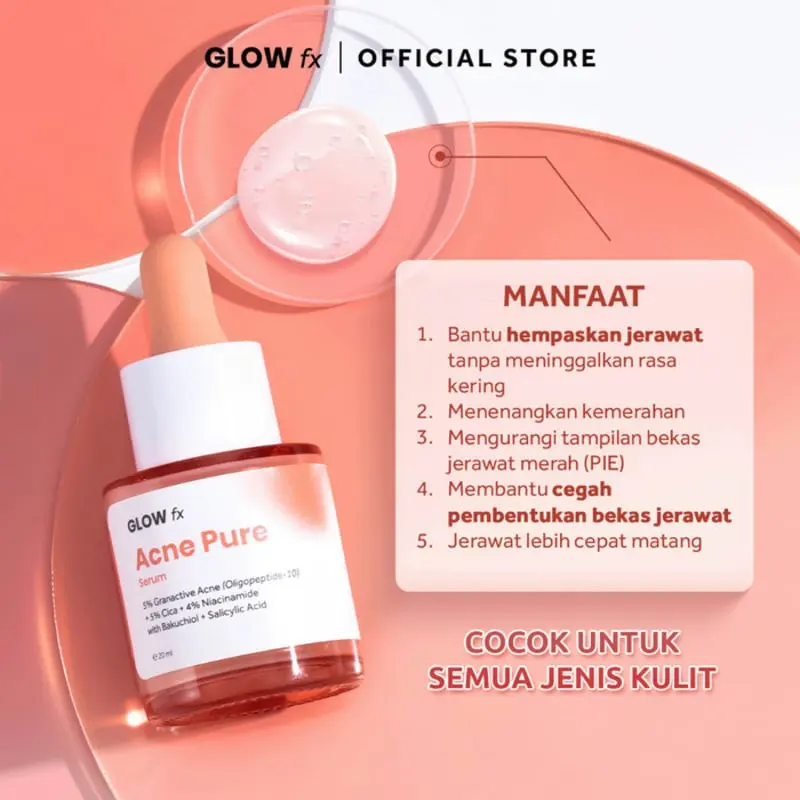 (SPESIAL LIVE) GLOW FX Beauty Glow Bomb Serum Acne Pure Serum 19% Brightening Power 20ml Tetes Wajah 4