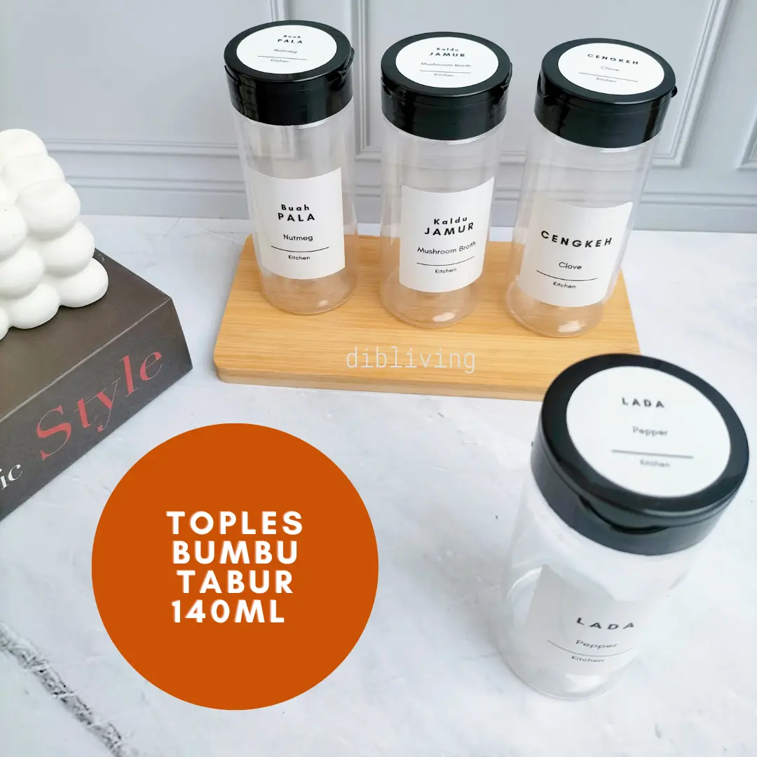 DIBLIVING Toples Tempat Bumbu Dapur 140ml HITAM Aezthetic TABUR BON CABE