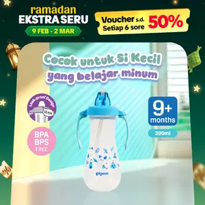 [RAMADAN SALE] PIGEON Tall Straw Bottle - 300 ML | Botol Minum Bayi Anak  SEDOTAN | BOTOL MINUM ANTI TUMPAH |  9+ BULAN | BPA FREE