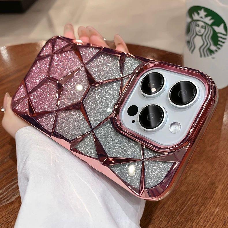 Case Glitter Luxury Quicksand Crystal Chrome 2 In 1 Compatible Iphone 7 8 7+ X Xs Xr 11 12 13 14 15 16 Pro Plus Promax Frame Casing CoverRCI278 2