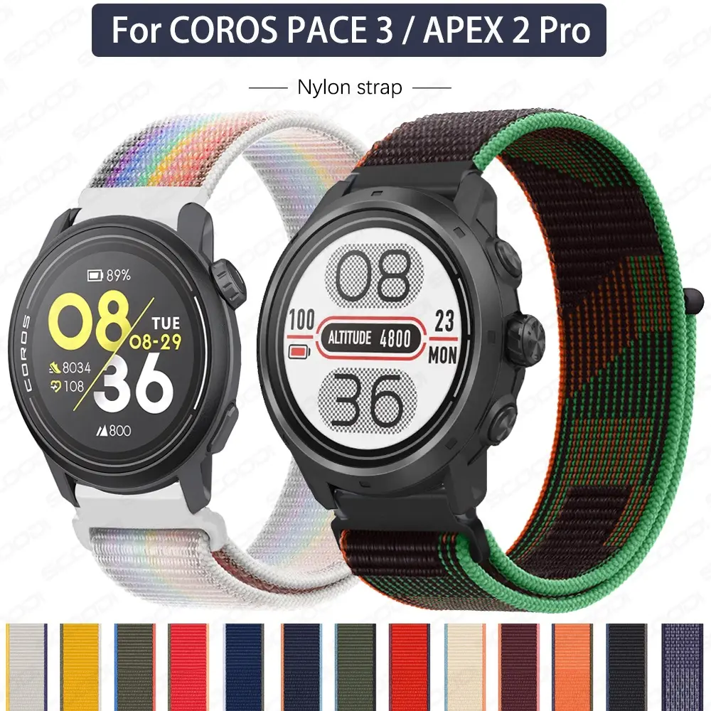 22mm Sport Loop Nylon Strap for COROS Pace Pro / COROS PACE 3 / APEX 2 Pro Smart watch Wristband Bracelet Watch Accessories