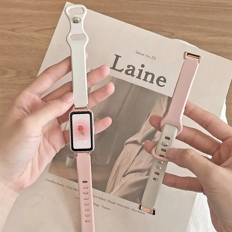 MAFAM.ID Kompatibel dengan Huawei Band 10 / HUAWEI band 9/8 /7 Tali NFC Gelang Silikon Aksesori Jam Tangan Pengganti Tali Gelang Pria dan Wanita Accessories 2