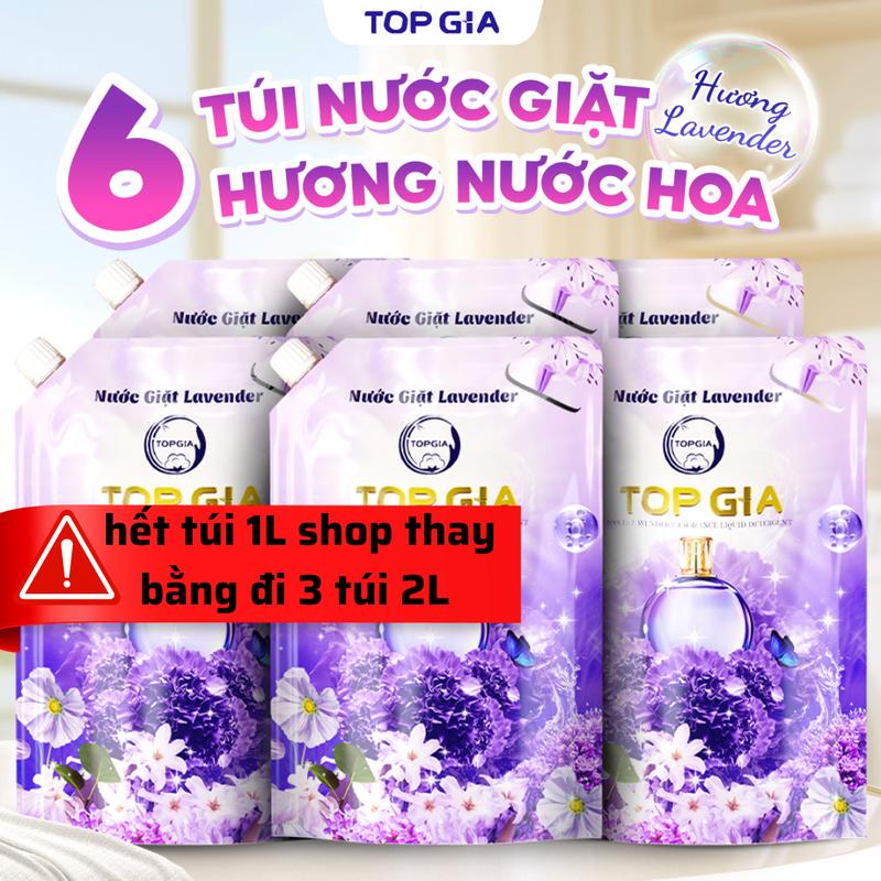 [COMBO 6 TÚI] Combo 6 Túi nước giặt Lavender 1L, Nước giặt xả quần áo làm sạch, ngừa khuẩn, làm mềm vải và lưu hương dài lâu nth