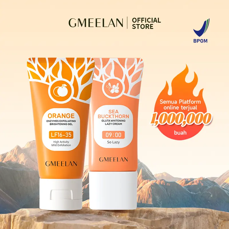GMEELAN ORI 100% Orange Exfoliating Gel Face Eksfoliasi Wajah + Lazy Cream Day Cream Set Pemutih Wajah Skincare Kit 0