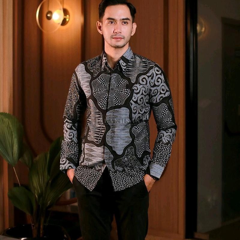 Kemeja Batik  Pria Panjang Baju Kantor batik  Dewasa size M L XL XXL 5