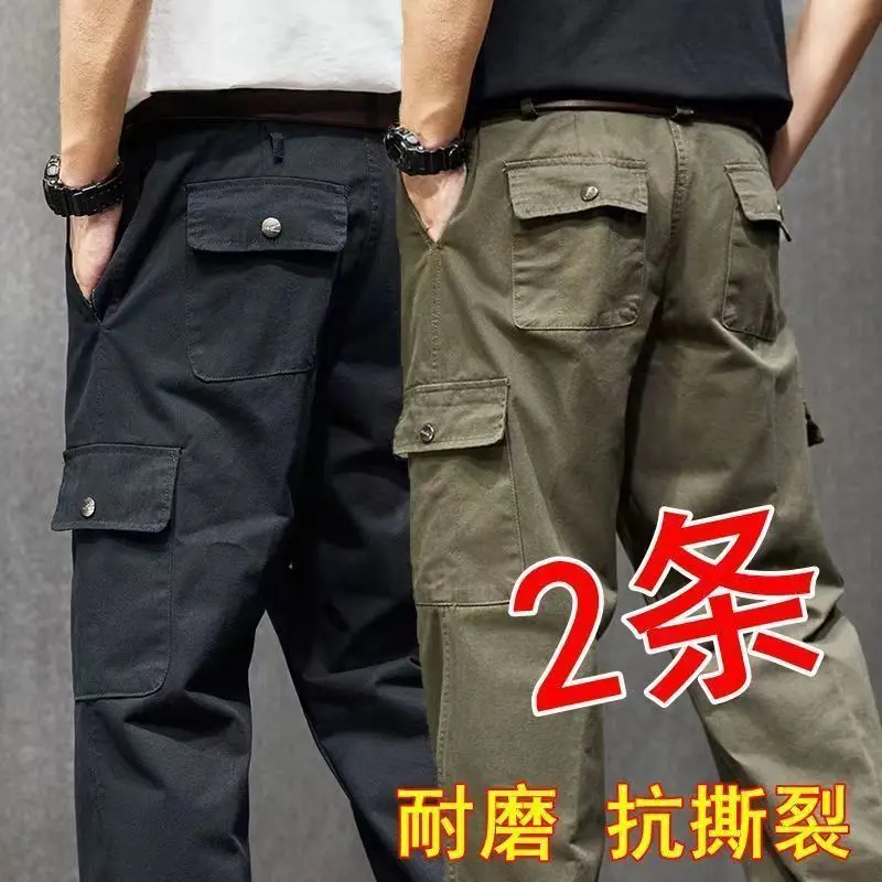 [Kill in Seconds] Wear-Resistant and Stain-Resistant Work Clothing Men's Camouflage Pants Construction Site Welder Multi-Pocket Straight
