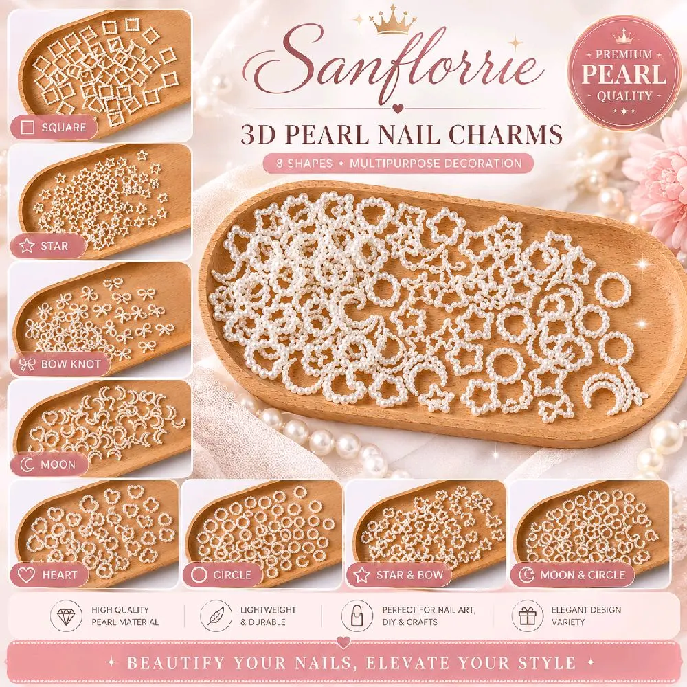 sanflorie -100pcs Mote Manik Mutiara Plong Tempel Ivory Love Tanpa Bolong BW Random