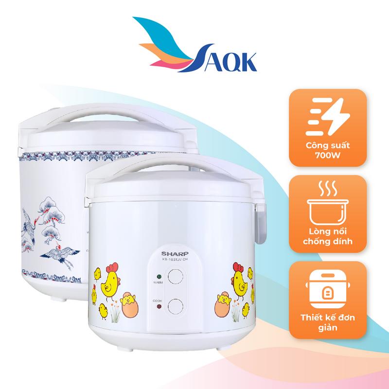 Nồi cơm điện nắp gài Sharp 1.8 lít KS-183TJV - Thiết kế gọn gàng, nấu cơm đơn giản