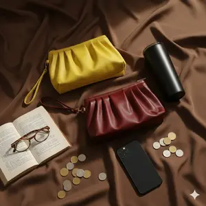 Dompet Wanita Polos Pouch HP Korean Style Viral Bahan Sintetis Ringan Ukuran 18x8x4cm Multifungsi Sebagai Dompet Kunci atau Sarung Telepon