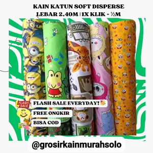 [1/2 m] Kain Katun Disperse Grade A Motif Kartun | Lebar Kain 240cm