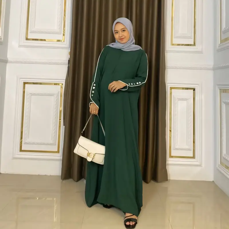 MECCA DAILY ABAYA BATWING UMROH INARA BAHAN CRINKLE AIRFLOW KOMBINASI 2