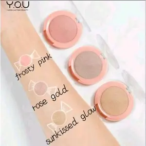 Y.O.U Higligther The Simplicity Luminous Skin Effect Gleam Highlighter Original YOU The Simplicity Gleam Highlighter dengan Warna Frosty Pink Rose Gold dan Sunkissed Glow