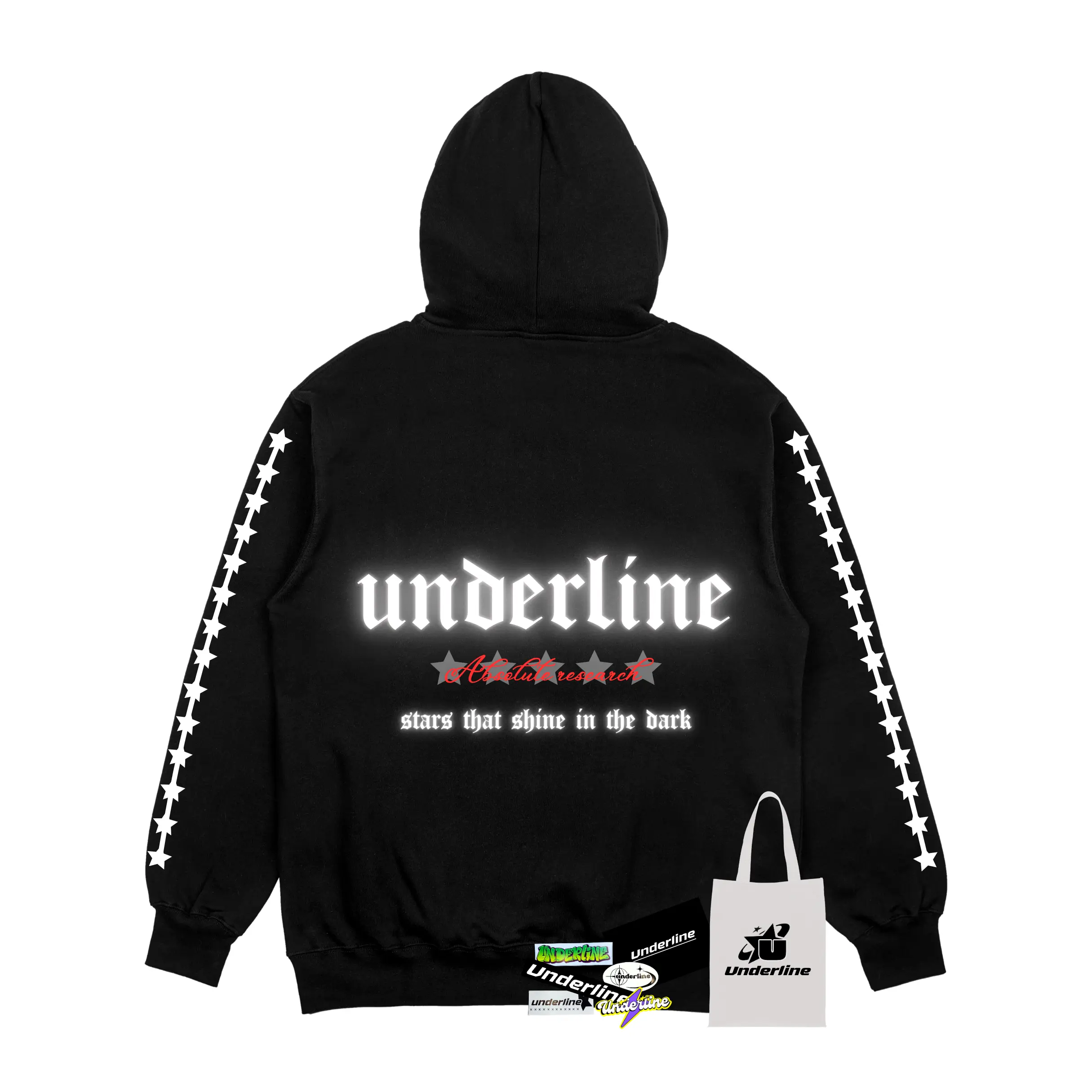 Hoodie Underline Reflektif Menyala V3 Unisex Pria Wanita Fleece Tebal Gramasi 280 l Gratis Stiker Dan Tootebag
