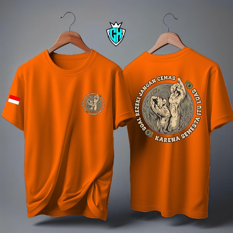 KAOS ATASAN SOAL REZEKI JANGAN CEMAS KARENA SEMESTA ITU LUAS BENDERA/KAOS LENGAN PENDEK/KAOS POLOS Oblong Combed Dewasa 6