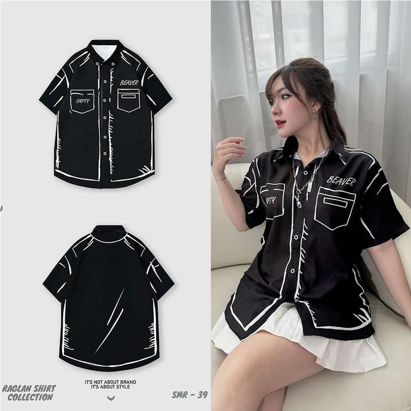  Áo sơ mi và Quần lụa mã SMR-39 form rộng unisex thoáng mát danh cho nam nữ trẻ trung năng động 