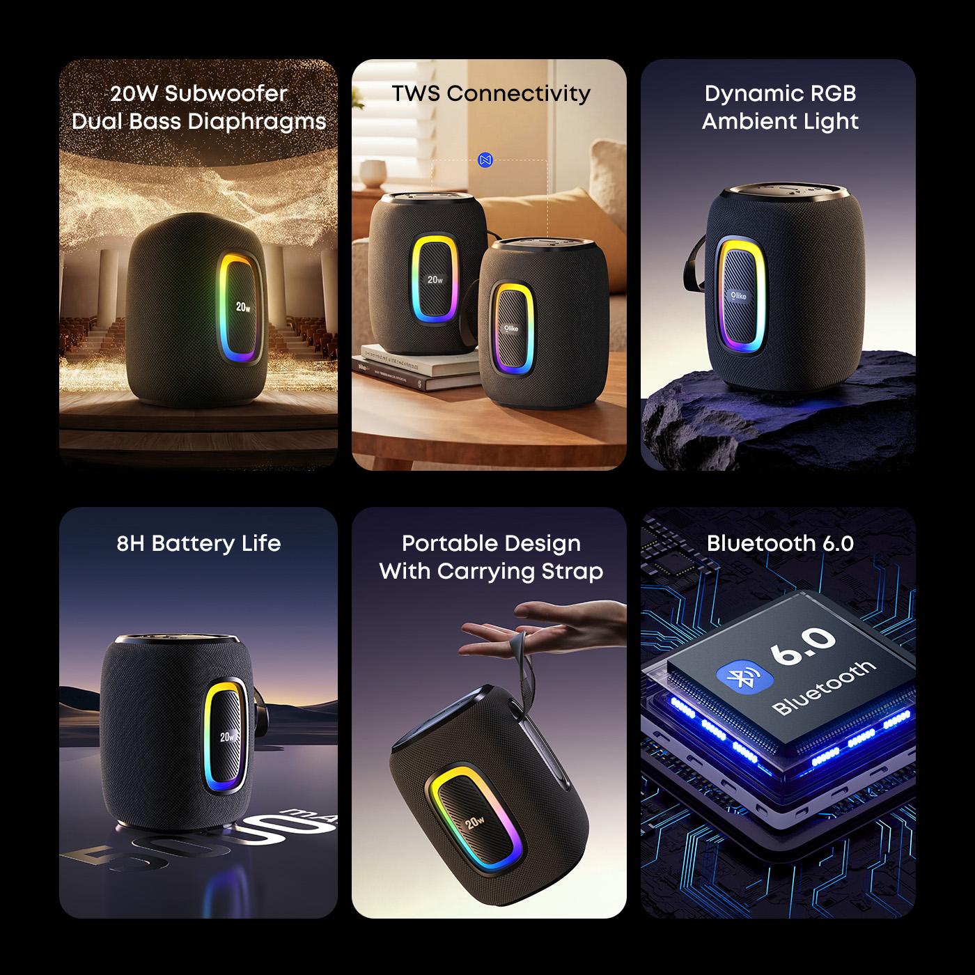 [NEW PRODUCT] Olike Speaker Bluetooth SV16 20W Dual Bass Subwoofer Bluetooth 6.0 Speaker Audio Portable With RGB Light