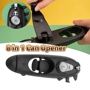 [SAHABAT-MANCING]8 IN 1 Pembuka kaleng Putar otomatis Can afety Can Opener Manual Makanan botol bir Alat multifungsi