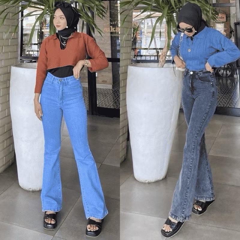 Jeans Cutbray Highwaist Wanita Celana Jeans Wanita Celana Cutbray Stretch Import Cutbray Kekinian 2