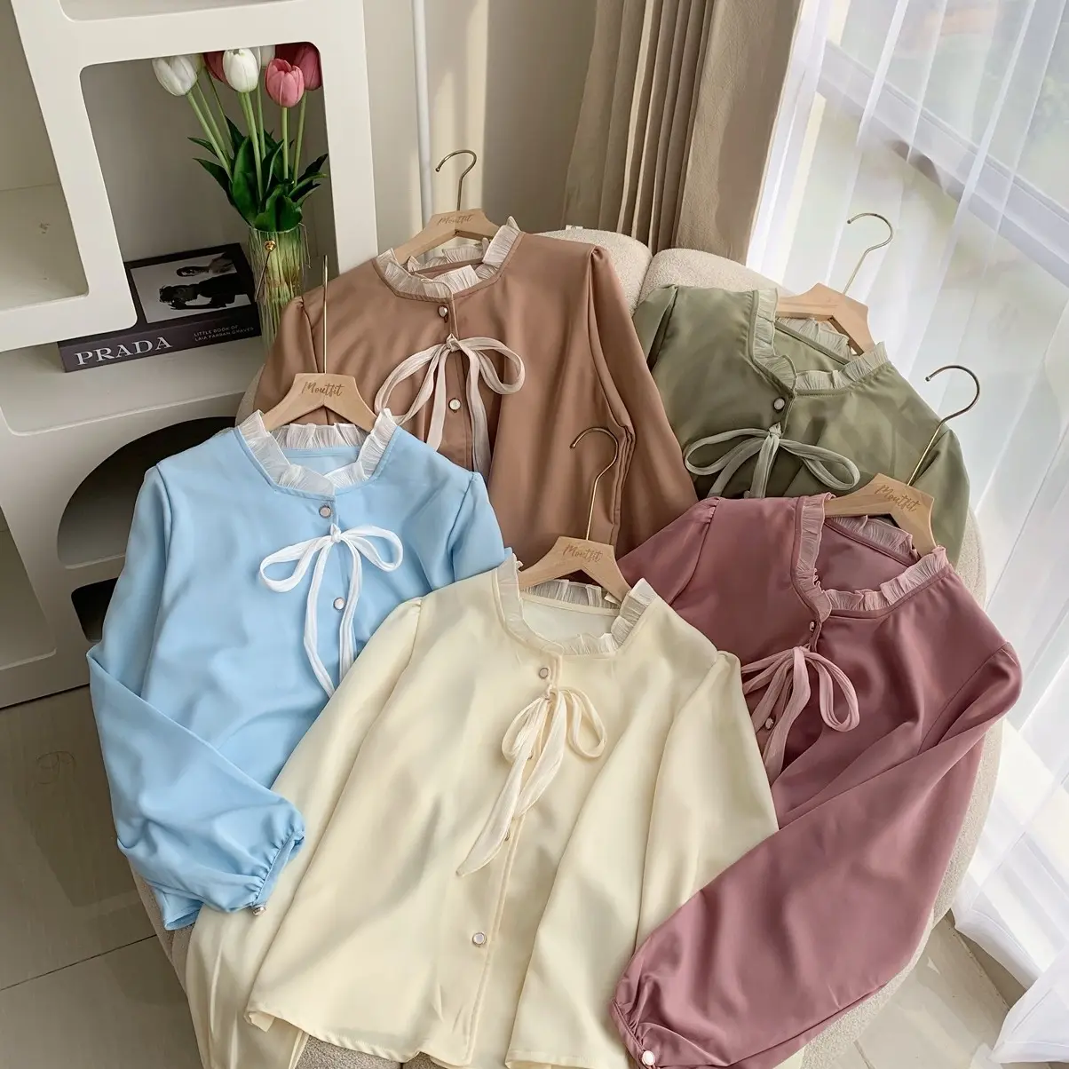 ILONA BLOUSE | blouse wanita | blouse ruffle neck | blouse korean style