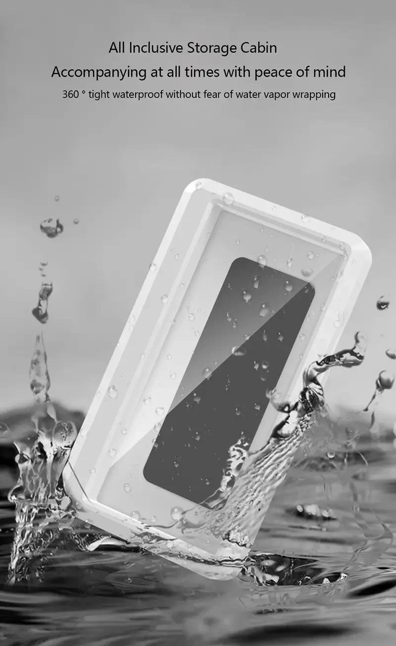 Product Introduction of Waterproof Bathroom Wall-Mounted Mobile Phone Holder with Touch Screen Protective Cover for Kitchen Sealed Storage 4