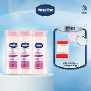 [BUY 3 Free Cermin Travel + Kapas] Vaseline UV Extra Brightening 100ml Triplepack