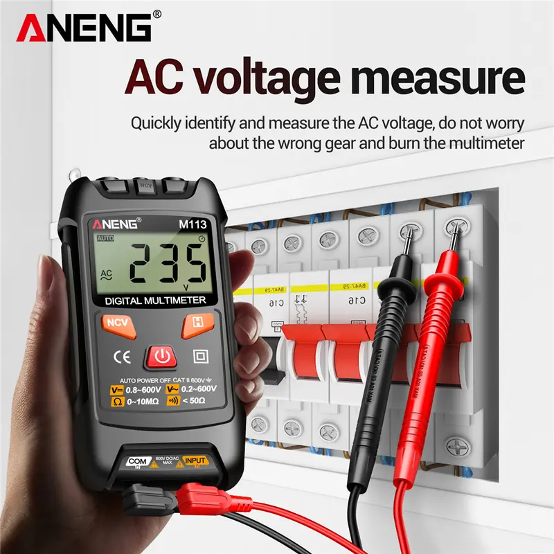 ANENG Digital Multimeter Portable NCV Non Contact 1999 Count 600V - M113 - Black 1