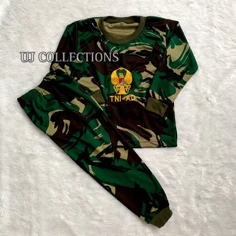 Setelan kaos anak tangan panjang loreng malvinaz - Baju treaning anak loreng army kids unisex Bordir Celana Fashion 0