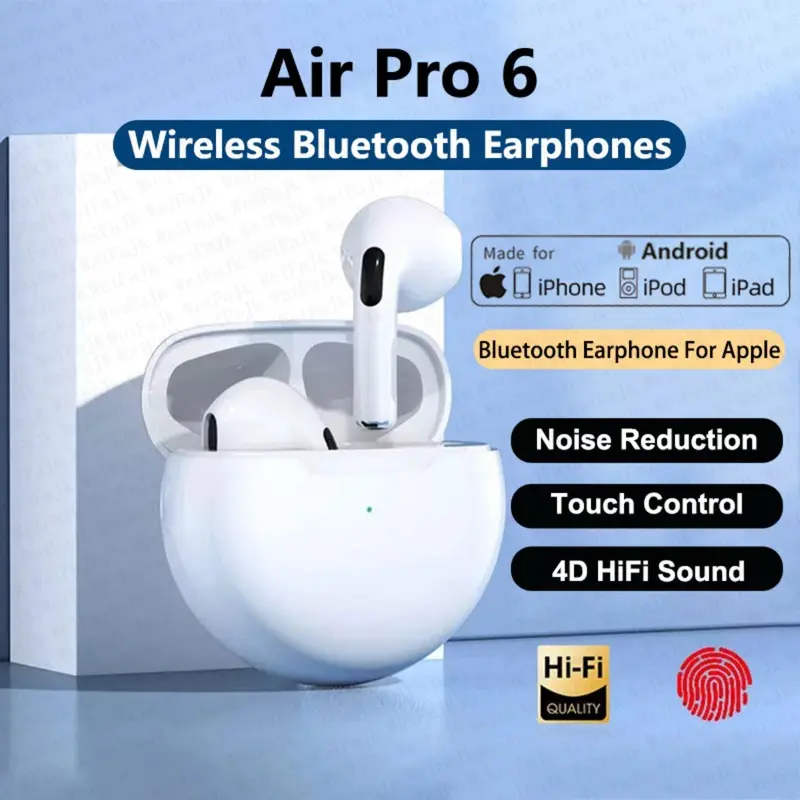 Tai nghe Bluetooth không dây cho Apple Air Pro 6, tai nghe nguyên bản, tai nghe nhét tai, vỏ mic, tai nghe Mobile Android iPhone 0