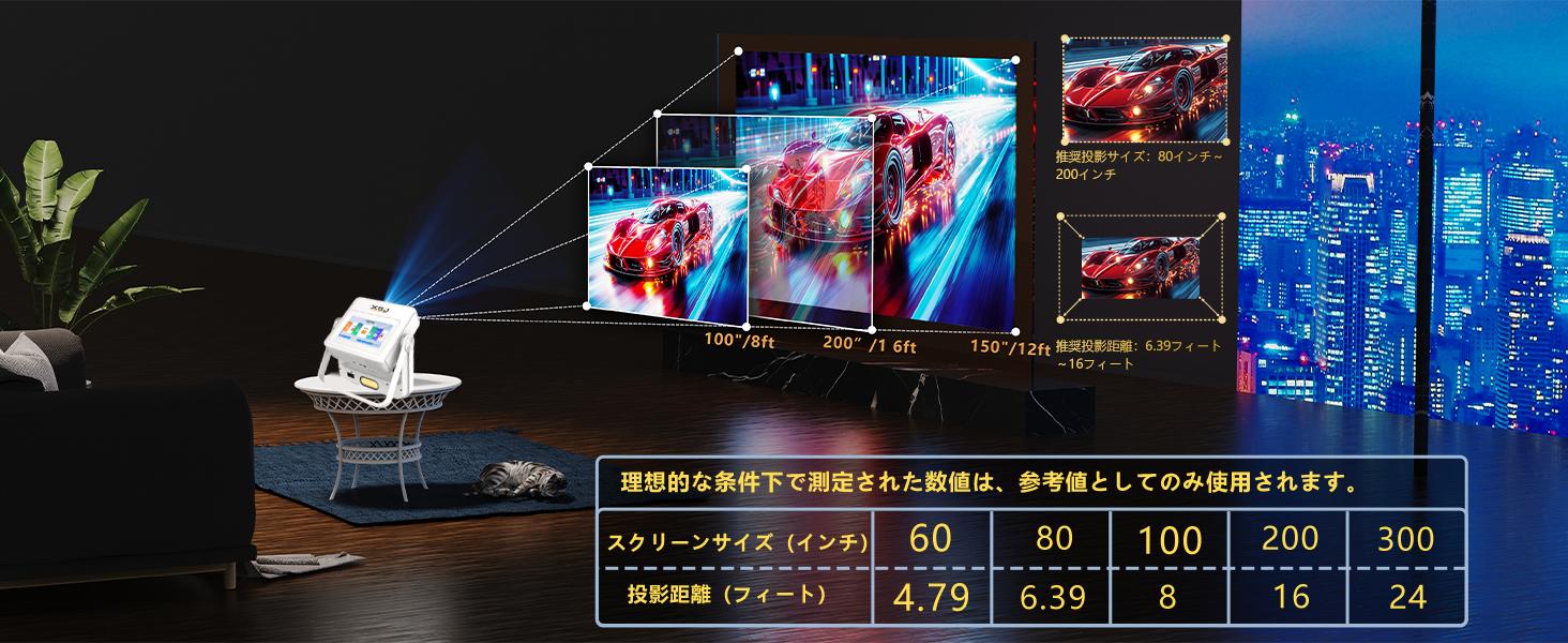 XBJ A5 PRO タッチスクリーン搭載 ポータブルプロジェクター 自動