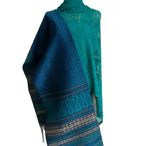 Songket Tumtuman Kilat Tanpa Sambung Warna Biru Turkish