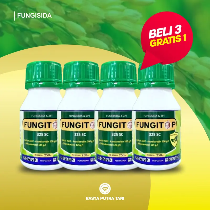 FUNGITOP 325SC 250ML - Fungisida Sistemik Dengan Bahan Aktif Azoksistrobin Difenokonazol Dan Dilengkapi ZPT 1