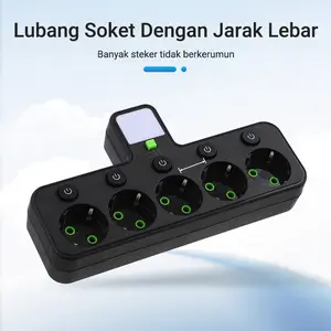 Stop Kontak 3 Lubang + 2USB + 1Type-C dengan Lampu Malam | Sakelar Individu Anti Kebakaran