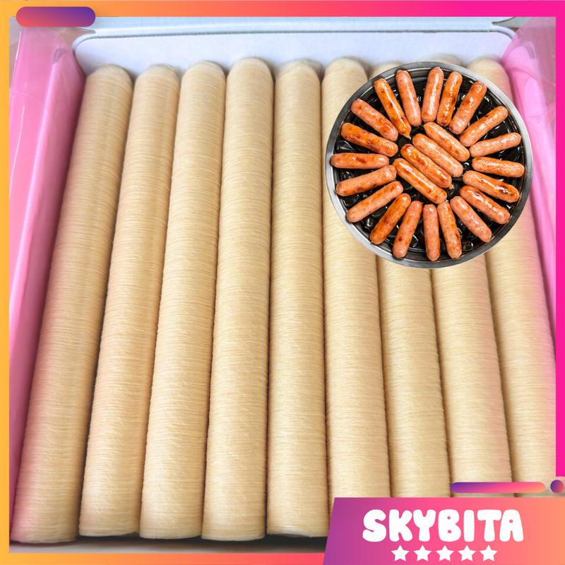   Collagen Casing Jing Zhen  Vỏ Collagen Làm Xúc Xích Vỏ Làm Lạp Xưởng - Đường kính ống 21 23 24 25 26 28mm Chiều dài 15m 