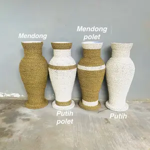 Vas Bunga Guci T50 cm - Pilihan Warna Mendong Polos & Polet - Dekorasi Rumah Fleksibel - Ukuran 50 cm - Variasi Warna Unik