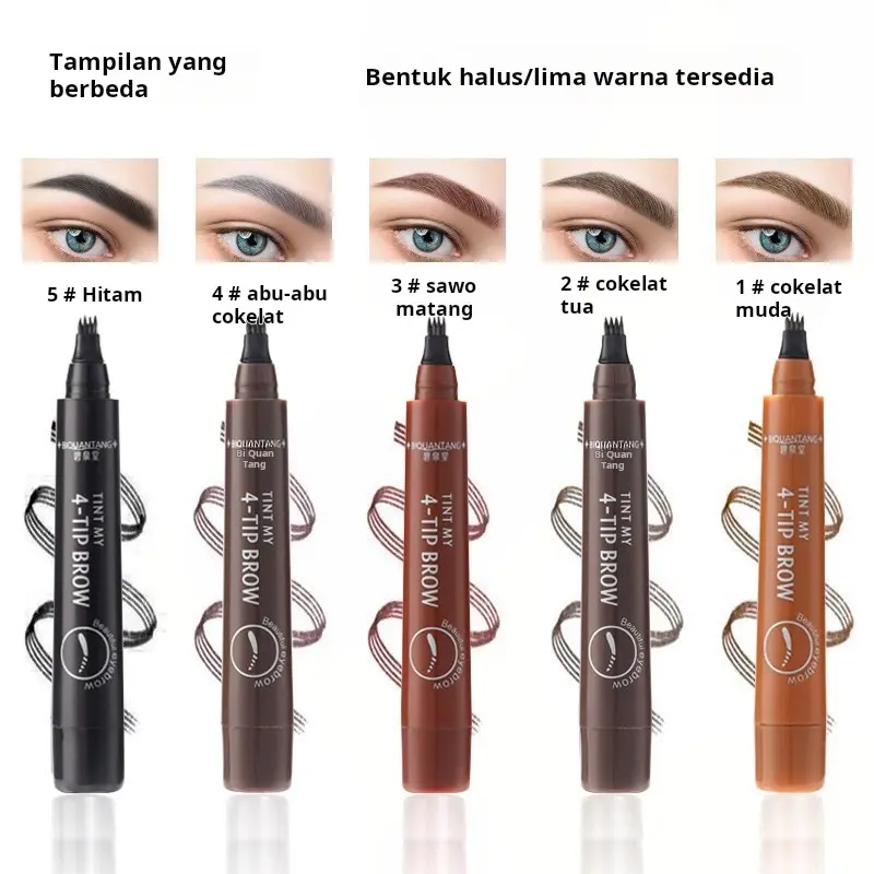 (COD) ready 1 pc Anti Air Dan Tahan Lama Pensil Alis Tint My 4 Tip Waterproof Eyebrow Stamp Colour Geometry Eyebrow pencil Cetar
