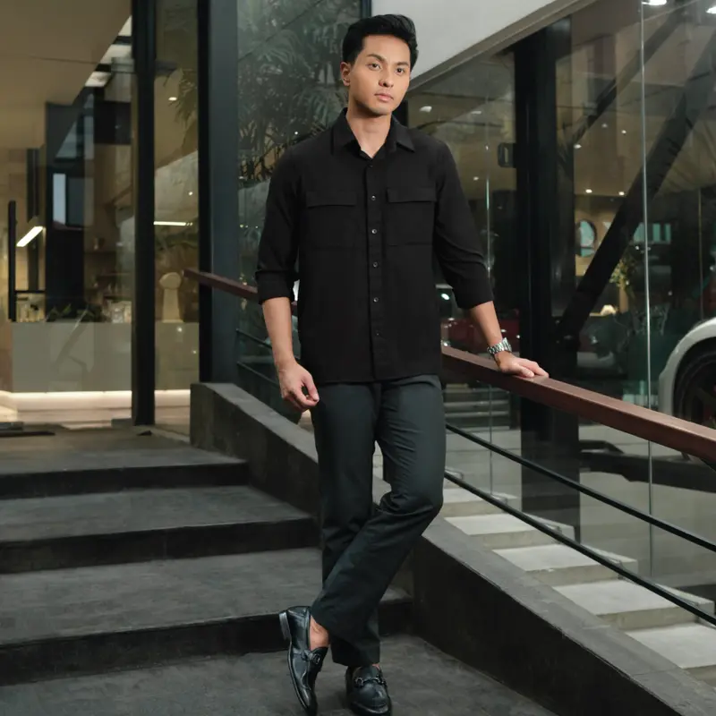 CUTOFF Hudson Double Pocket Workshirt Kemeja Kerja Oxford Polos Pria Panjang 6