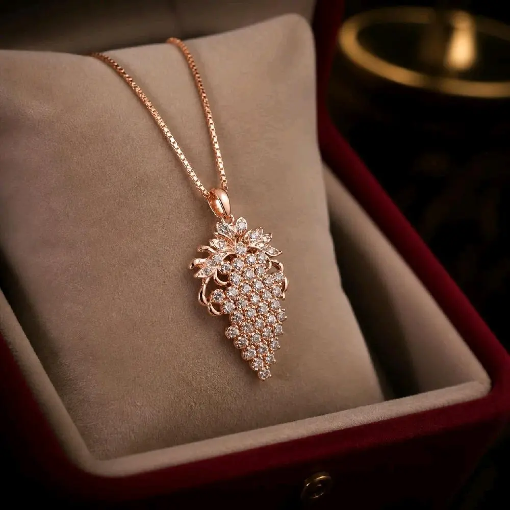 Kalung Rantai + Liontin Replika Ber Lian Anggur Premium Rose Gold