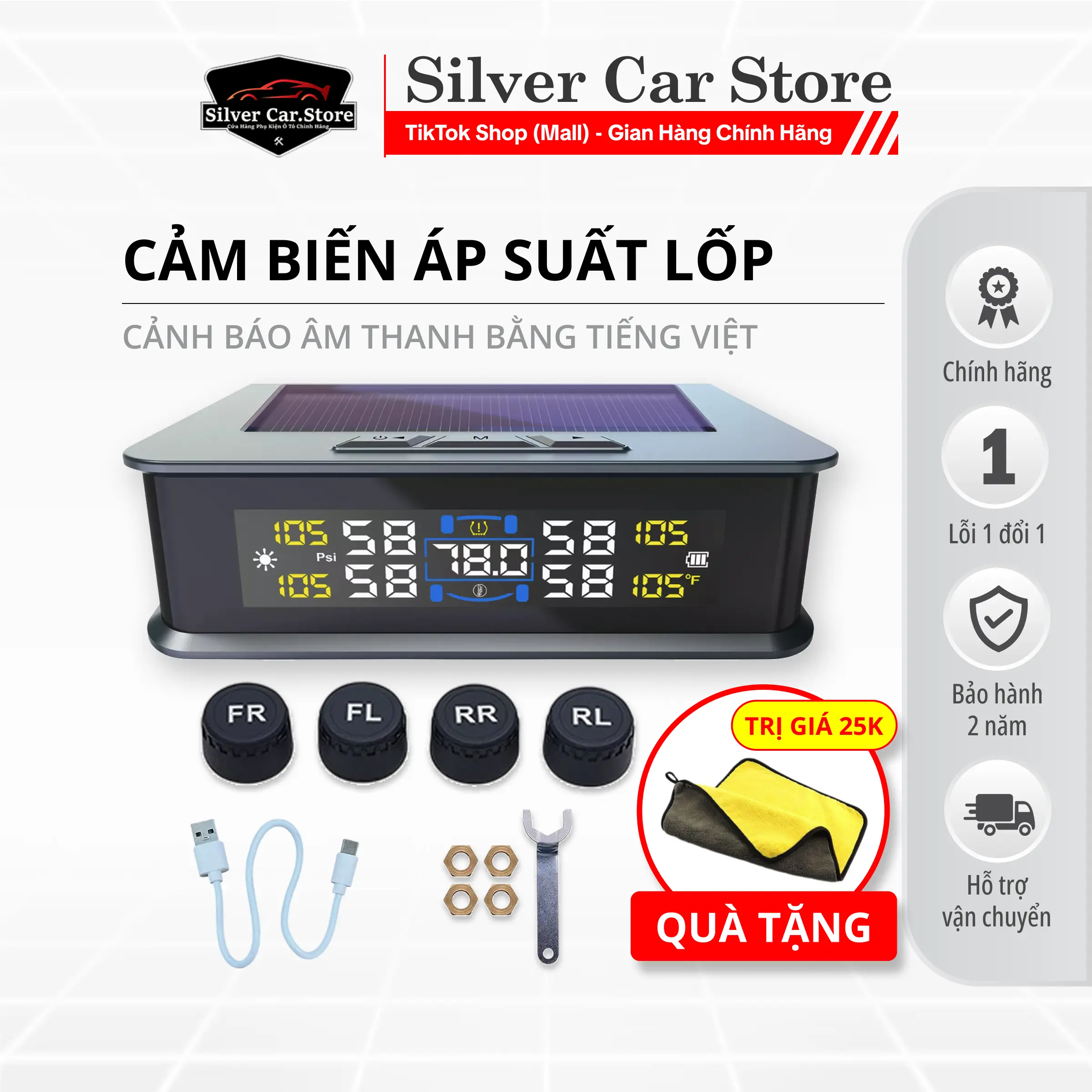 Cảm Biến Áp Suất Lốp Ô Tô Phiên Bản Mới T15 .TPMS Chính Hãng ( Tặng Khăn Lau Xe)