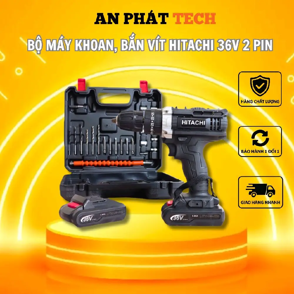 [Voucher Độc Quyền]Bộ Máy Khoan Bắt Vít HITACHI 36V 3 Chức Năng Kèm 2 Pin Và Bộ Phụ Kiện 24 Chi Tiết