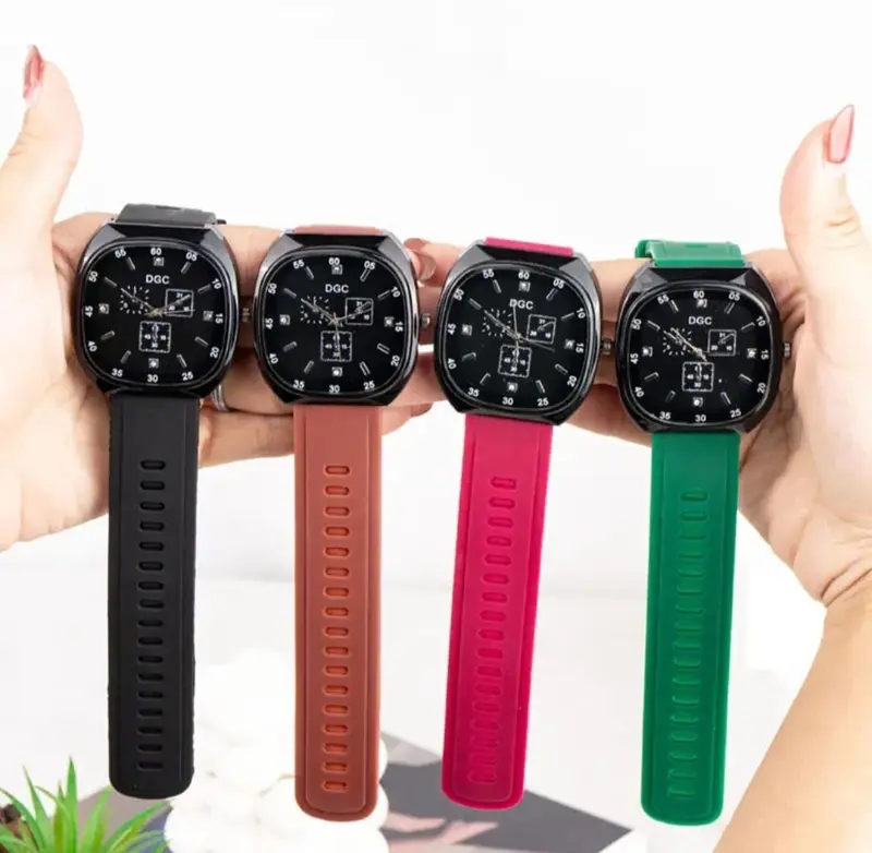 PROMO JAM TANGAN WANITA STRAP RUBBER ANALOG SEGI POLOS FREE BATRAI CADANGAN Watches 2