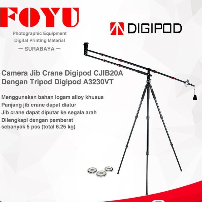 Gambar Camera Jib Crane With Counterweight Dengan Tripod Digipod CJIB20A+A3230VT Foto Kamera Holder Aluminium dari Foyu Photo Kota Surabaya Tokopedia