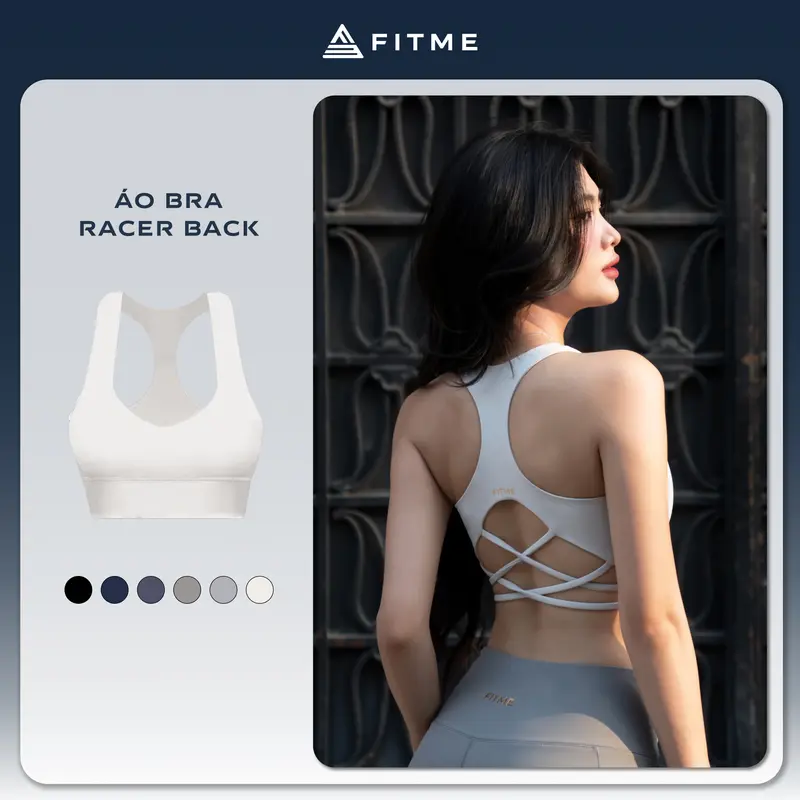 Áo bra tập gym yoga nữ Fitme Flow dây đan chéo hỗ trợ luyện tập chống xệ Racer Back - BRRB 0