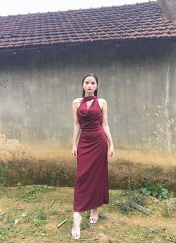 Product Review of T326 Đầm body Dự Tiệc Dáng Dài Cổ Đổ Chất Thun Gân Co Giãn Nhung Women from t** m** 1
