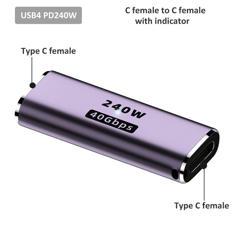 SHIWANA OTG USB Type C 4.0 Female to Female Adaptor 40Gbps 240W - SH-42 - Purple 1