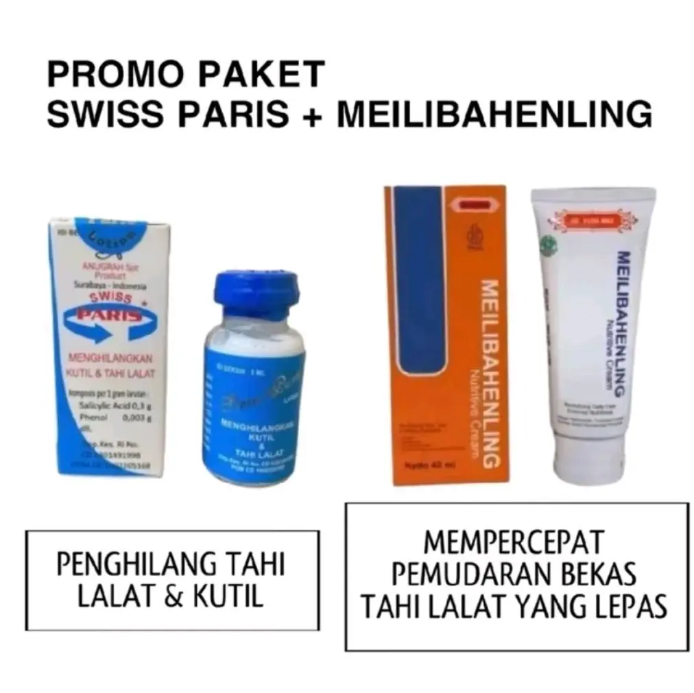 BEST SELLER PAKET KUMPLIT SWISS PARIS+MEILIBAHENLING PERONTOK KUTIL DAN TAHI LALAT+PEMUDAR BEKAS LUKA