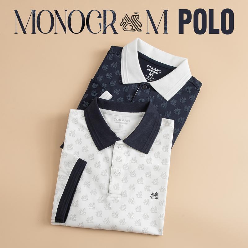 [NEW]Áo Polo nam TORANO TP051 họa tiết Monogram độc đáo, thoáng khí, trẻ trung - Menswear Trắng Có Cổ Tre