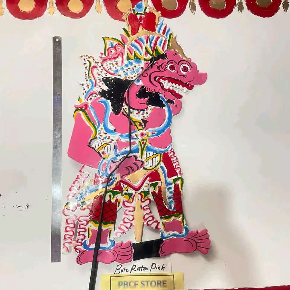 Wayang BUTO RATON PINK BATORO KOLO BUTO AMRAL MERAH PUTIH KUMBOKARNO RAHWANA Bahan Kertas Duplek Tebal Ukuran 85cm Gagang 1 Meter Ideal untuk Latihan Dalang Tugas Sekolah Koleksi dan Dekorasi Panggung