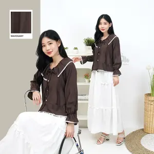 WOW-Ellena Kemeja Tali Coquette Korean Style Wanita Casual